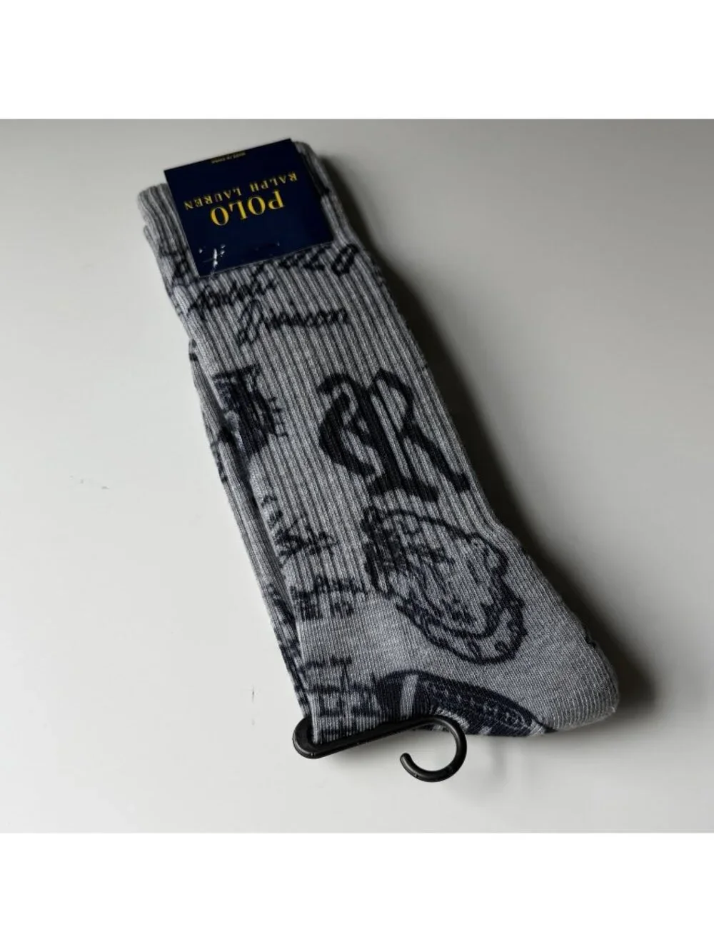 Polo Ralph Lauren Gray Athletics Socks Sport Mascot Mens 10-13 NWT